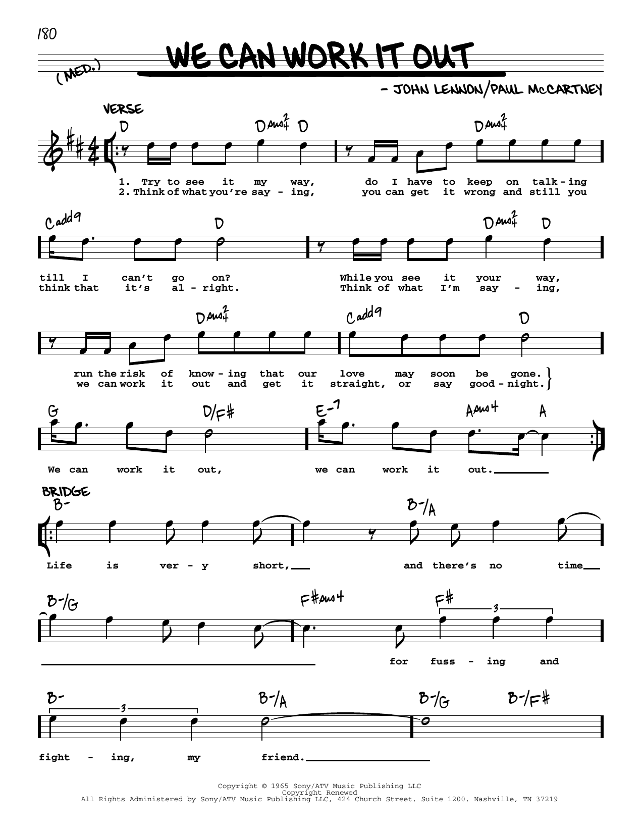 The Beatles We Can Work It Out [Jazz version] Sheet Music Notes & Chords for Real Book – Melody, Lyrics & Chords - Download or Print PDF