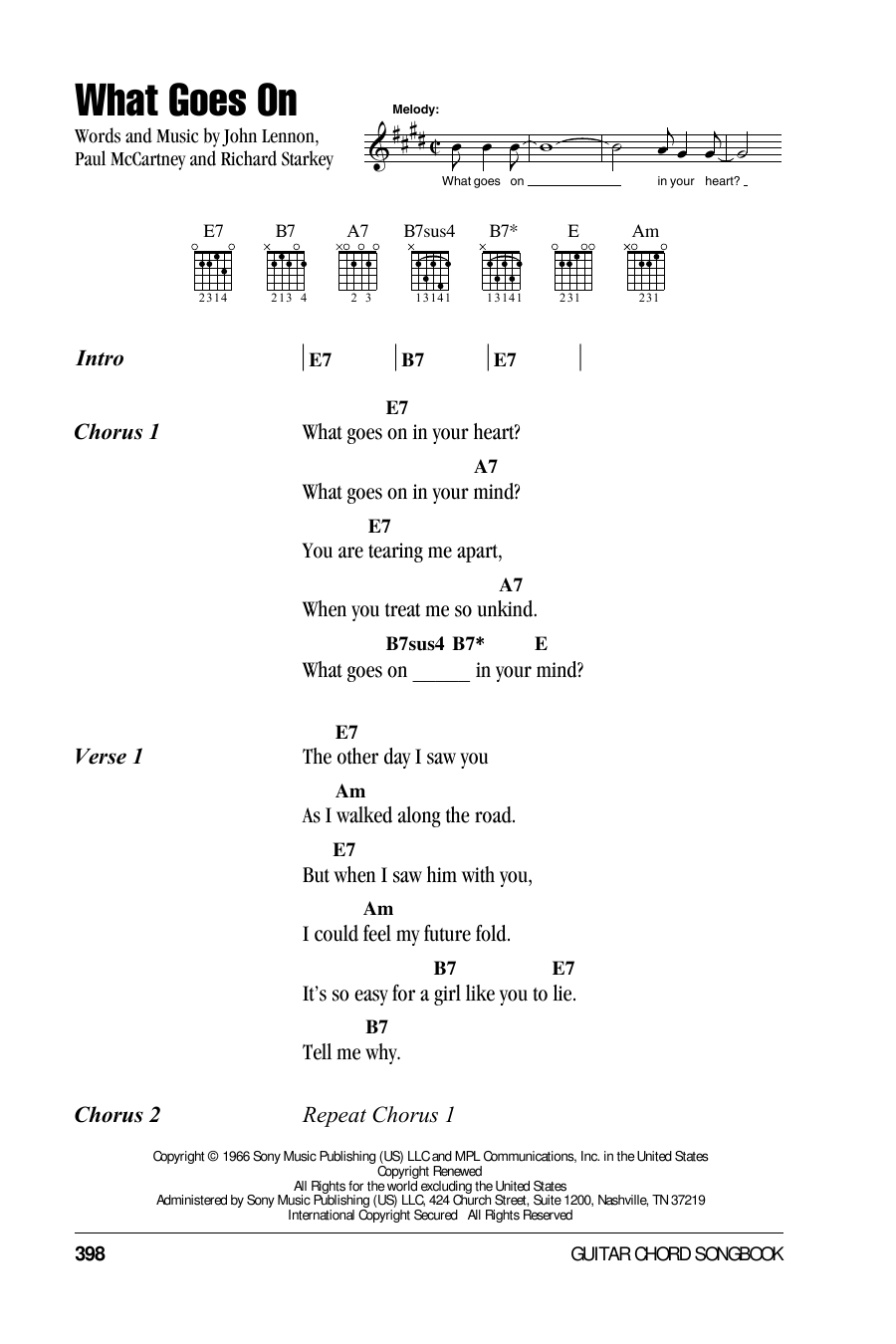 The Beatles What Goes On Sheet Music Notes & Chords for Guitar Tab - Download or Print PDF