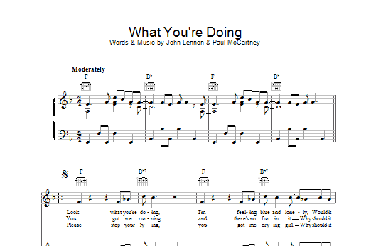 The Beatles What You're Doing Sheet Music Notes & Chords for Guitar Chords/Lyrics - Download or Print PDF