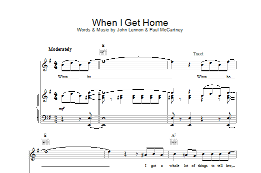 The Beatles When I Get Home Sheet Music Notes & Chords for Piano, Vocal & Guitar (Right-Hand Melody) - Download or Print PDF