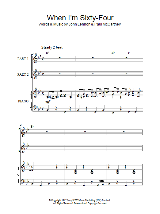 The Beatles When I'm Sixty-Four (arr. Rick Hein) Sheet Music Notes & Chords for 2-Part Choir - Download or Print PDF