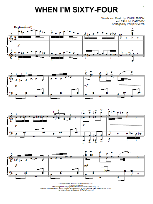 The Beatles When I'm Sixty-Four [Classical version] (arr. Phillip Keveren) Sheet Music Notes & Chords for Piano - Download or Print PDF