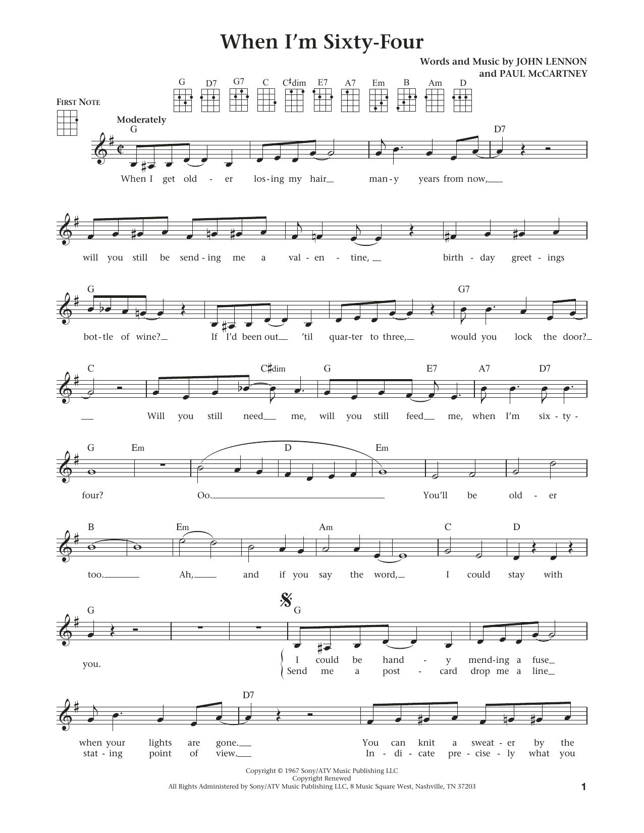 The Beatles When I'm Sixty-Four (from The Daily Ukulele) (arr. Liz and Jim Beloff) Sheet Music Notes & Chords for Ukulele - Download or Print PDF