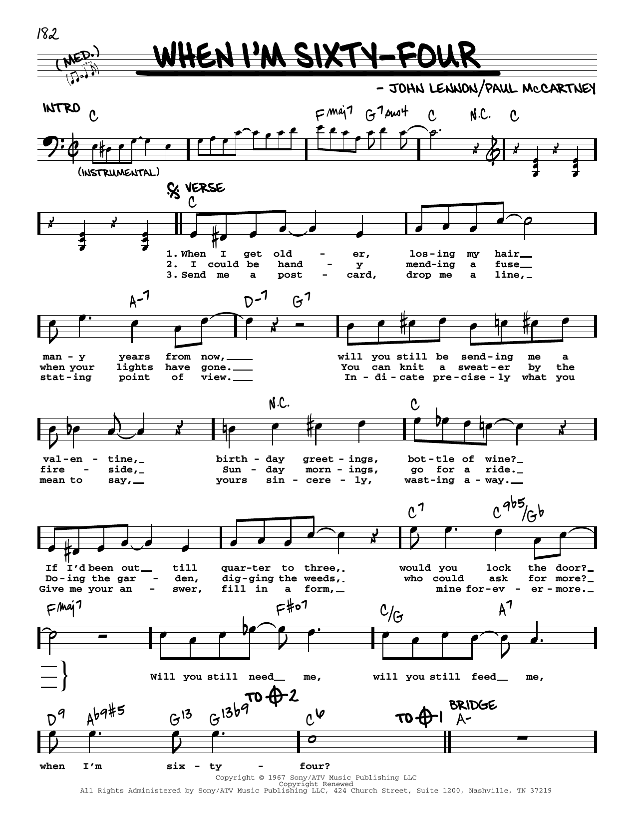 The Beatles When I'm Sixty-Four [Jazz version] Sheet Music Notes & Chords for Real Book – Melody, Lyrics & Chords - Download or Print PDF