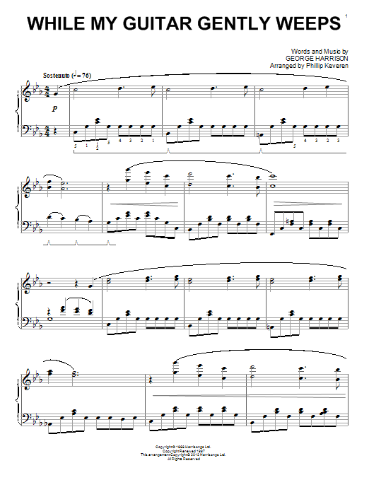 The Beatles While My Guitar Gently Weeps [Classical version] (arr. Phillip Keveren) Sheet Music Notes & Chords for Piano - Download or Print PDF