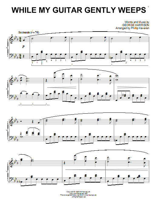 The Beatles While My Guitar Gently Weeps [Classical version] (arr. Phillip Keveren) Sheet Music Notes & Chords for Easy Piano - Download or Print PDF