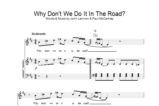 The Beatles Why Don't We Do It In The Road Sheet Music Notes & Chords for Lyrics & Chords - Download or Print PDF