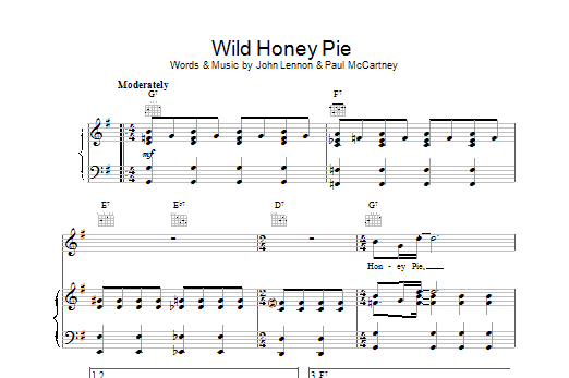 The Beatles Wild Honey Pie Sheet Music Notes & Chords for Piano, Vocal & Guitar (Right-Hand Melody) - Download or Print PDF