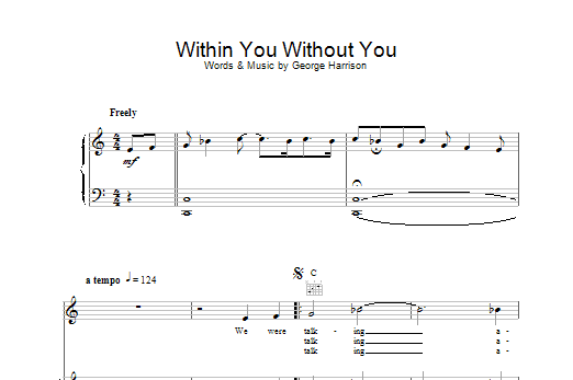 The Beatles Within You Without You Sheet Music Notes & Chords for Lyrics & Piano Chords - Download or Print PDF