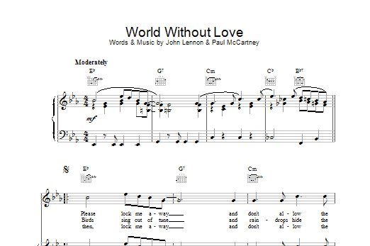 The Beatles World Without Love Sheet Music Notes & Chords for Piano, Vocal & Guitar (Right-Hand Melody) - Download or Print PDF
