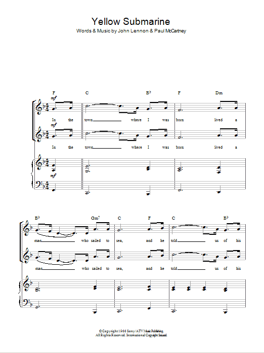 The Beatles Yellow Submarine (arr. Rick Hein) Sheet Music Notes & Chords for 2-Part Choir - Download or Print PDF