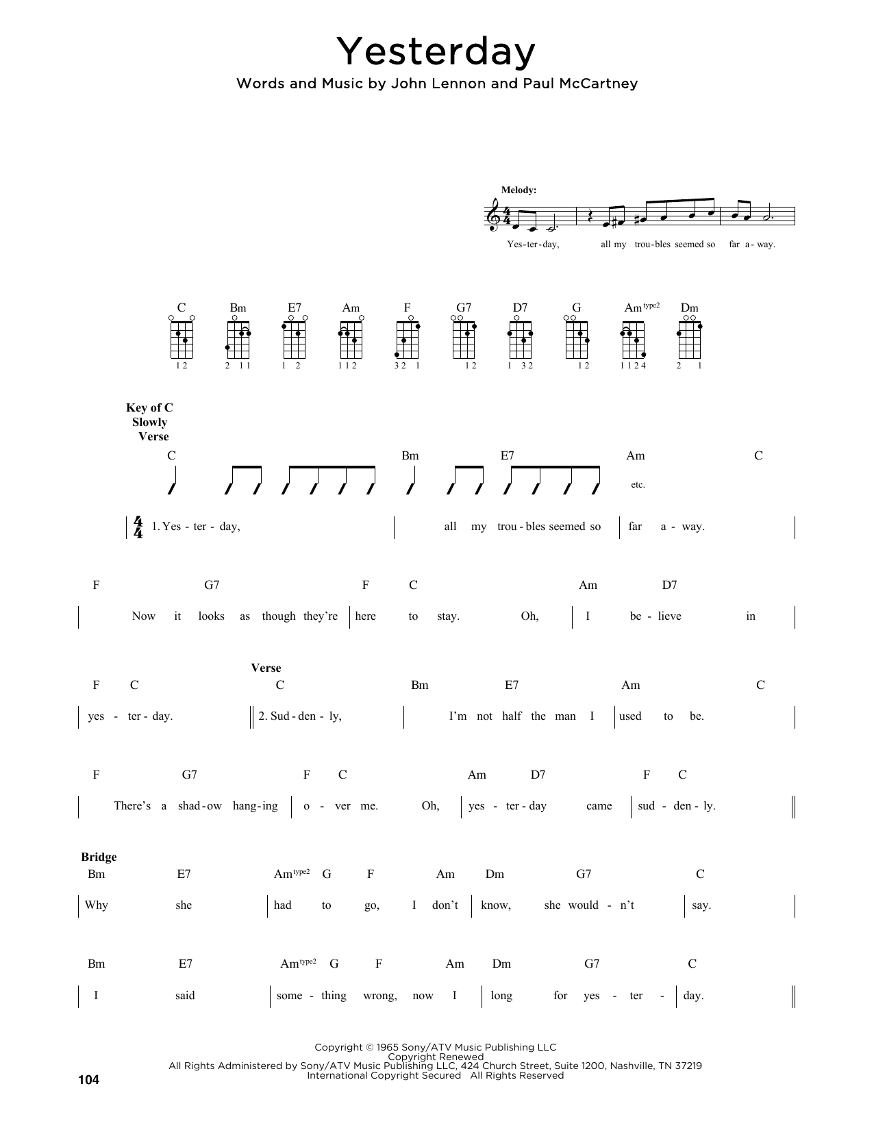 The Beatles Yesterday (arr. Fred Sokolow) Sheet Music Notes & Chords for Mandolin - Download or Print PDF