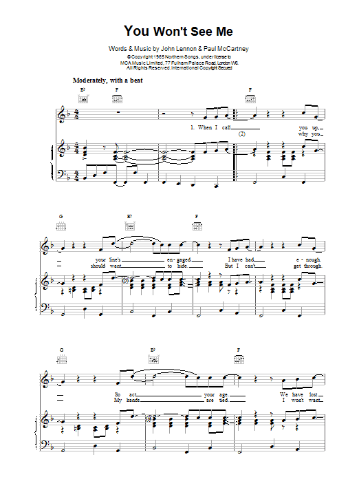 The Beatles You Won't See Me Sheet Music Notes & Chords for Tenor Saxophone - Download or Print PDF