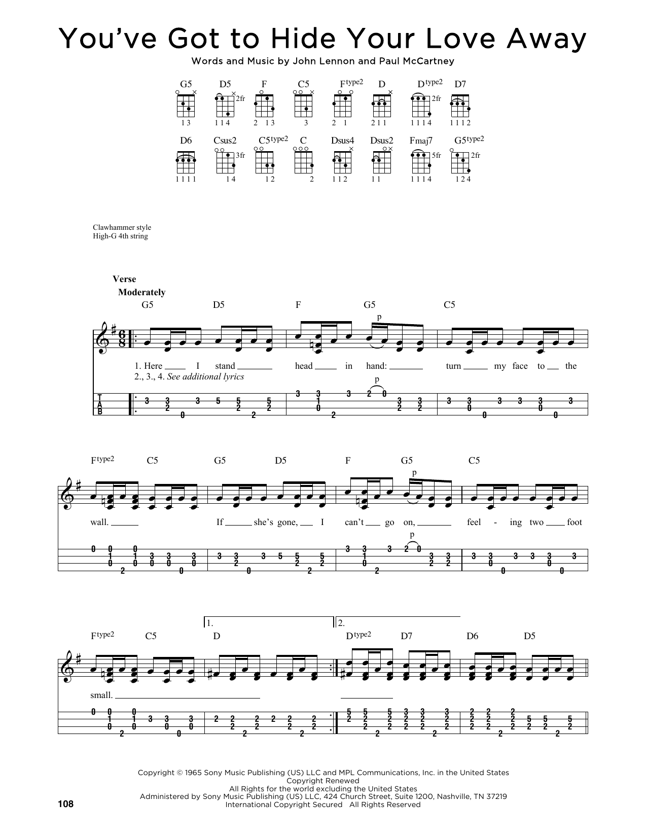 The Beatles You've Got To Hide Your Love Away (arr. Jim Schustedt) Sheet Music Notes & Chords for Ukulele - Download or Print PDF