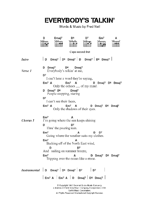 The Beautiful South Everybody's Talkin' Sheet Music Notes & Chords for Lyrics & Chords - Download or Print PDF