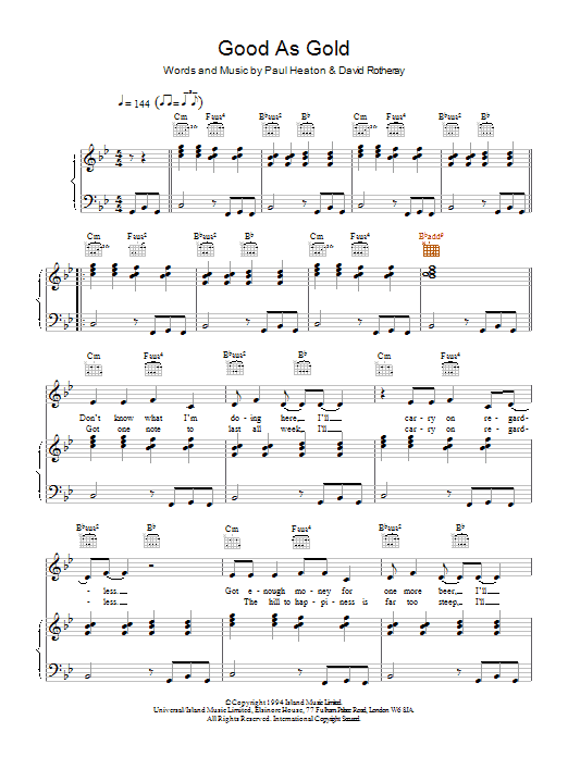 The Beautiful South Good As Gold (Stupid As Mud) sheet music notes and chords. Download Printable PDF.