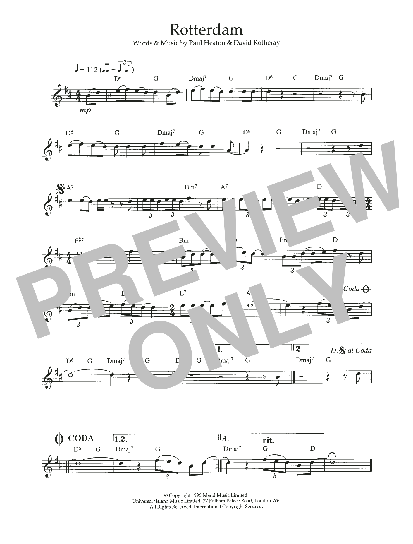 The Beautiful South Rotterdam Sheet Music Notes & Chords for Flute - Download or Print PDF