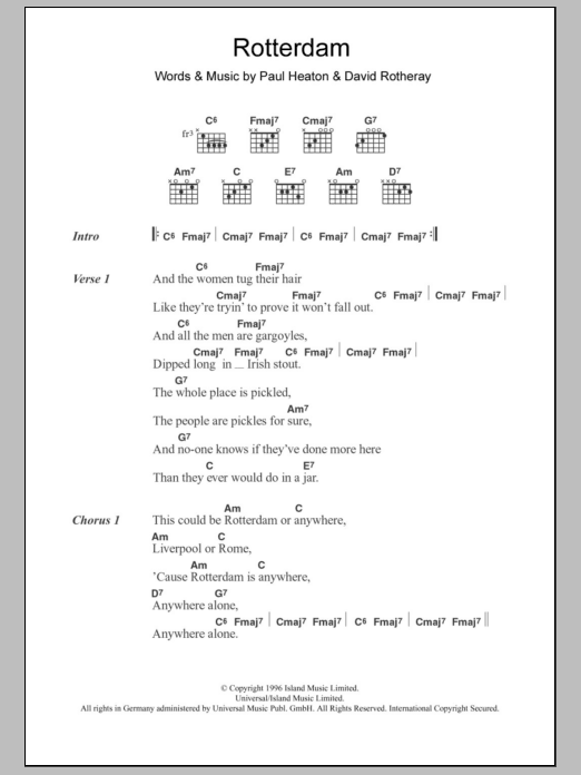 The Beautiful South Rotterdam Sheet Music Notes & Chords for Lead Sheet / Fake Book - Download or Print PDF