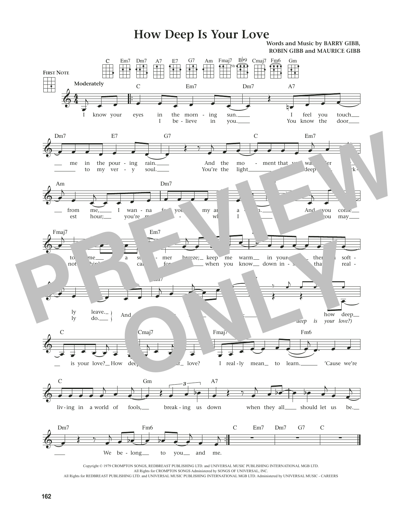 The Bee Gees How Deep Is Your Love (from The Daily Ukulele) (arr. Jim Beloff) Sheet Music Notes & Chords for Ukulele - Download or Print PDF