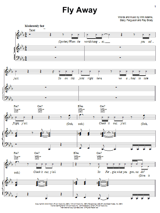 The Black Eyed Peas Fly Away Sheet Music Notes & Chords for Piano, Vocal & Guitar (Right-Hand Melody) - Download or Print PDF