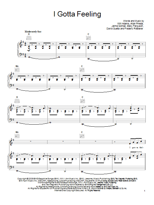 The Black Eyed Peas I Gotta Feeling Sheet Music Notes & Chords for Flute Solo - Download or Print PDF