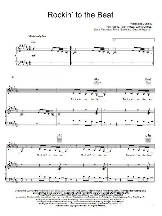 The Black Eyed Peas Rockin' To The Beat Sheet Music Notes & Chords for Piano, Vocal & Guitar (Right-Hand Melody) - Download or Print PDF