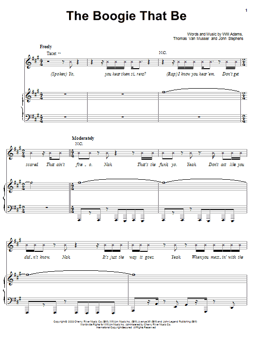 The Black Eyed Peas The Boogie That Be Sheet Music Notes & Chords for Piano, Vocal & Guitar (Right-Hand Melody) - Download or Print PDF