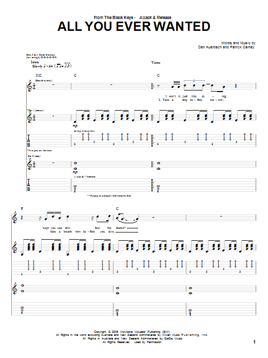 The Black Keys All You Ever Wanted Sheet Music Notes & Chords for Guitar Tab - Download or Print PDF