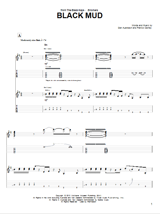 The Black Keys Black Mud Sheet Music Notes & Chords for Guitar Tab - Download or Print PDF