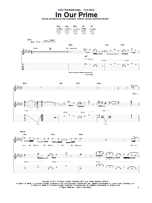The Black Keys In Our Prime Sheet Music Notes & Chords for Guitar Tab - Download or Print PDF