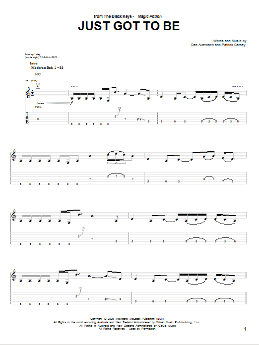 The Black Keys Just Got To Be Sheet Music Notes & Chords for Piano, Vocal & Guitar (Right-Hand Melody) - Download or Print PDF