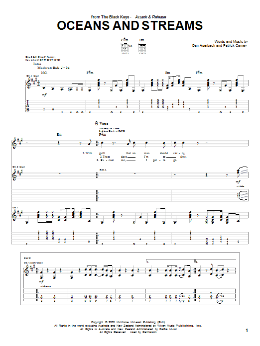 The Black Keys Oceans And Streams Sheet Music Notes & Chords for Guitar Tab - Download or Print PDF