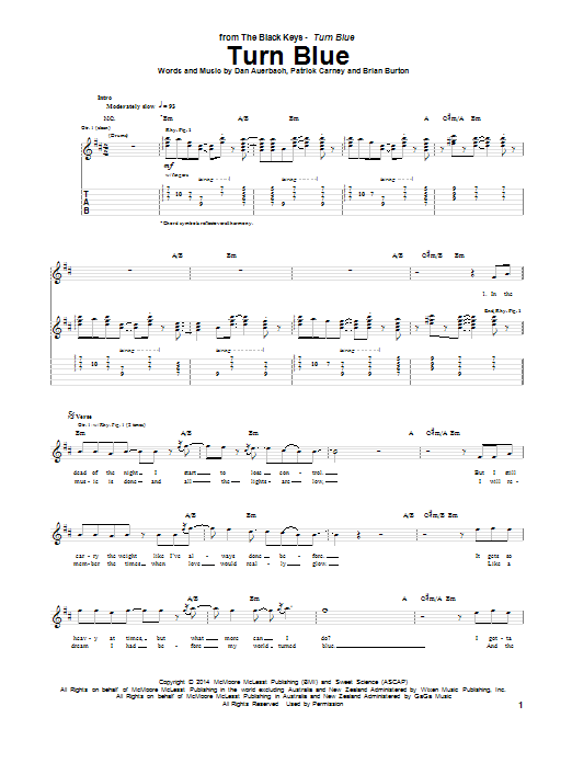 The Black Keys Turn Blue Sheet Music Notes & Chords for Guitar Tab - Download or Print PDF