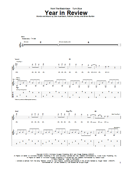 The Black Keys Year In Review Sheet Music Notes & Chords for Guitar Tab - Download or Print PDF