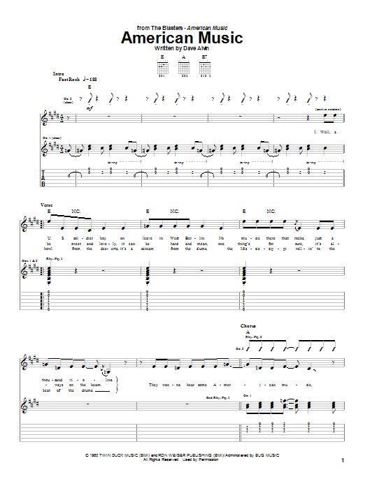 The Blasters American Music Sheet Music Notes & Chords for Guitar Tab - Download or Print PDF