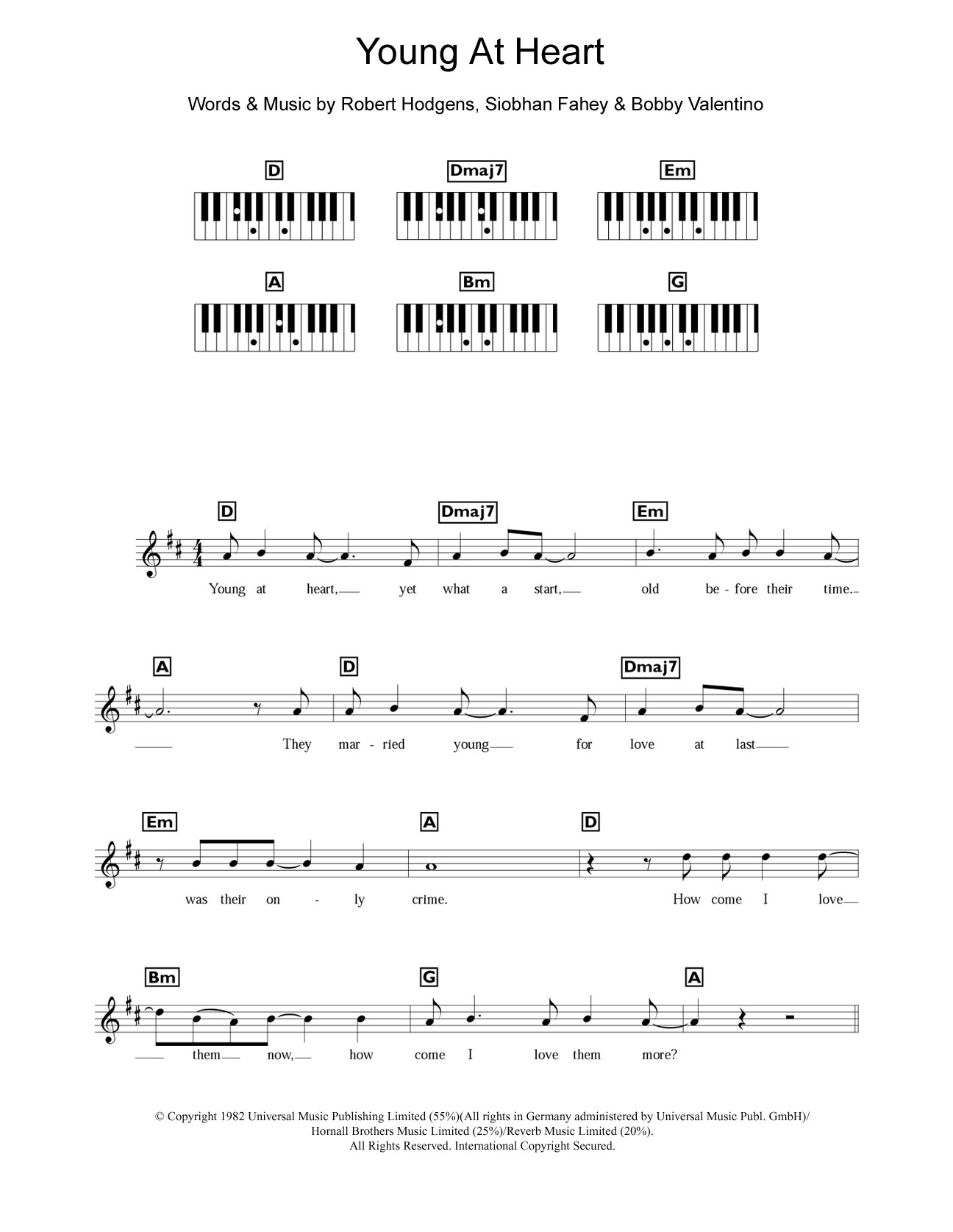 The Bluebells Young At Heart Sheet Music Notes & Chords for Keyboard - Download or Print PDF