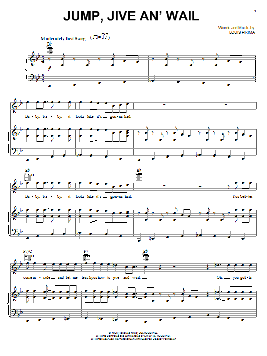 The Brian Setzer Orchestra Jump, Jive An' Wail Sheet Music Notes & Chords for Piano, Vocal & Guitar (Right-Hand Melody) - Download or Print PDF