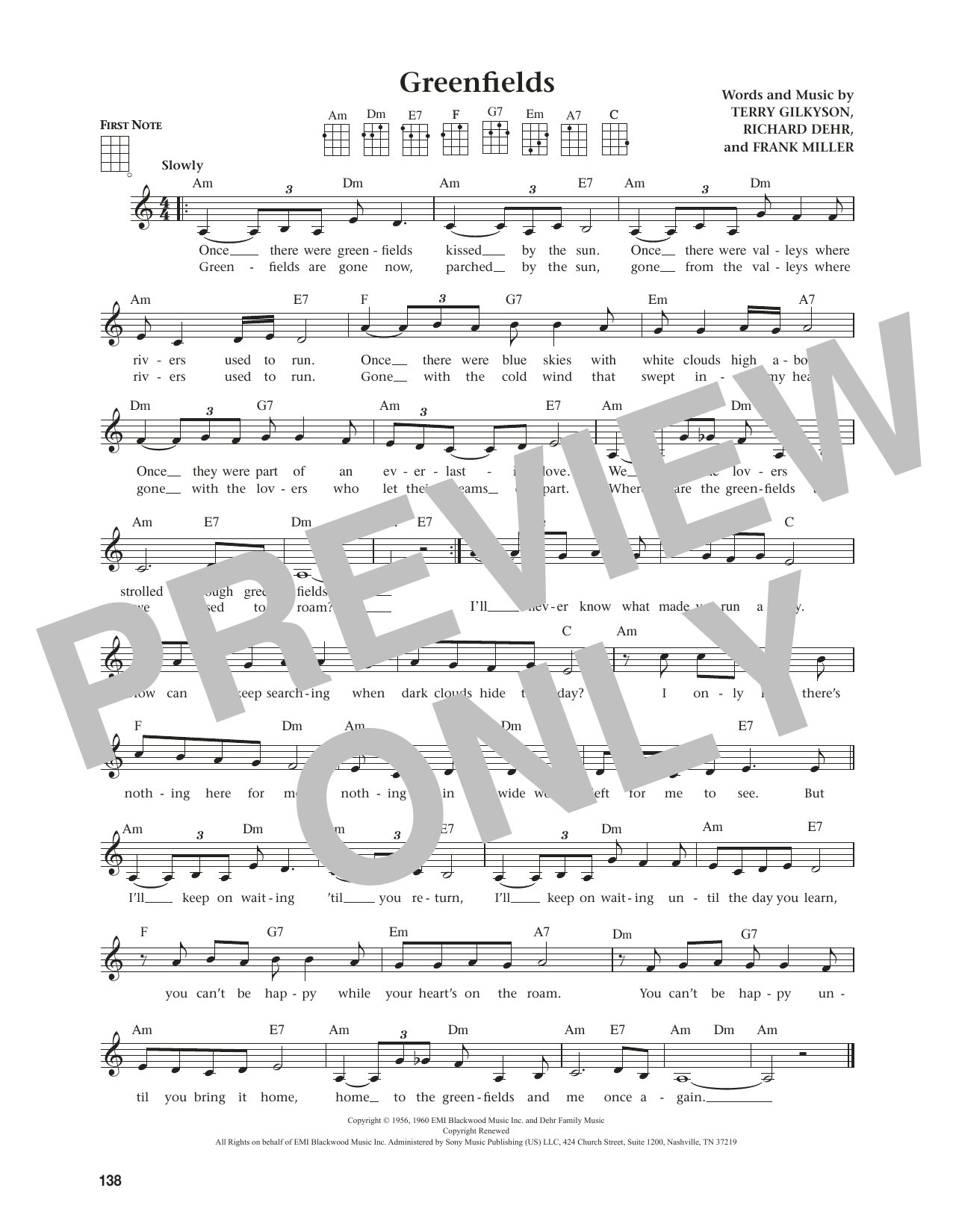 The Brothers Four Greenfields (from The Daily Ukulele) (arr. Jim Beloff) Sheet Music Notes & Chords for Ukulele - Download or Print PDF