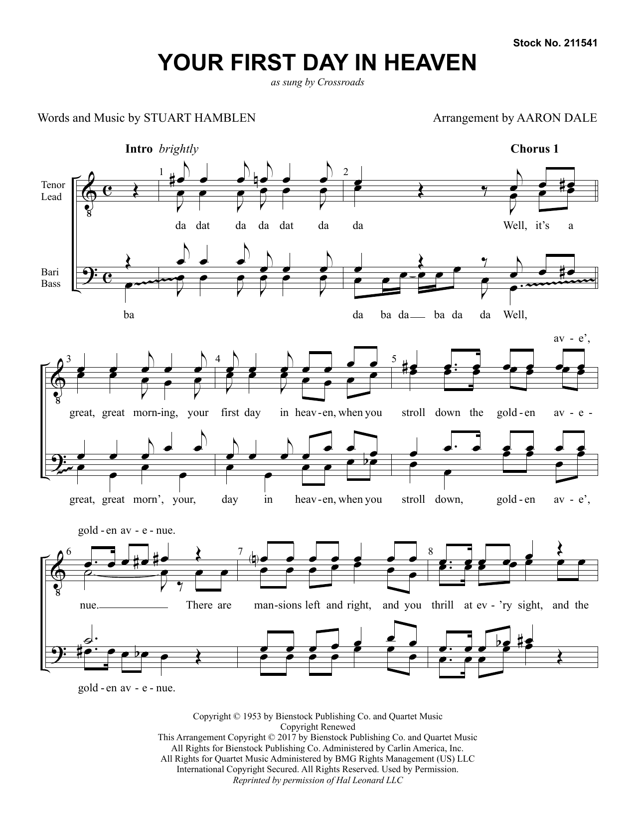 The Buzz Your First Day in Heaven (arr. Aaron Dale) Sheet Music Notes & Chords for SSAA Choir - Download or Print PDF