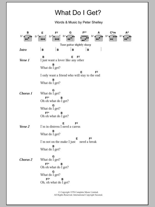 The Buzzcocks What Do I Get? Sheet Music Notes & Chords for Lyrics & Chords - Download or Print PDF