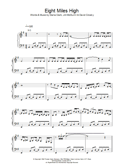 The Byrds 8 Miles High Sheet Music Notes & Chords for Piano, Vocal & Guitar - Download or Print PDF The Byrds 8 Miles High Sheet Music Notes & Chords for Piano, Vocal & Guitar - Download or Print PDF
