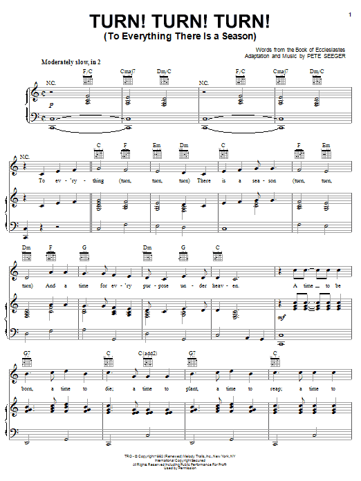 The Byrds Turn! Turn! Turn! (To Everything There Is A Season) Sheet Music Notes & Chords for Guitar Tab - Download or Print PDF