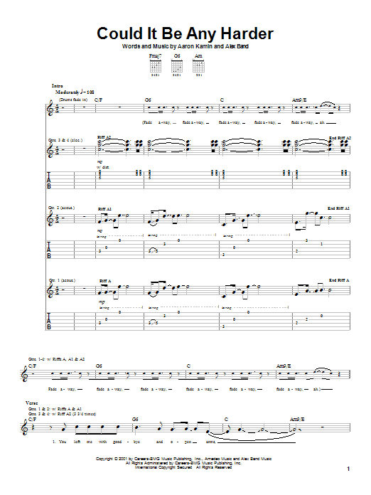 The Calling Could It Be Any Harder Sheet Music Notes & Chords for Guitar Tab - Download or Print PDF