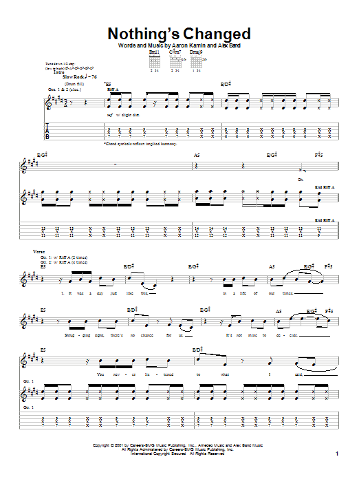 The Calling Nothing's Changed Sheet Music Notes & Chords for Guitar Tab - Download or Print PDF