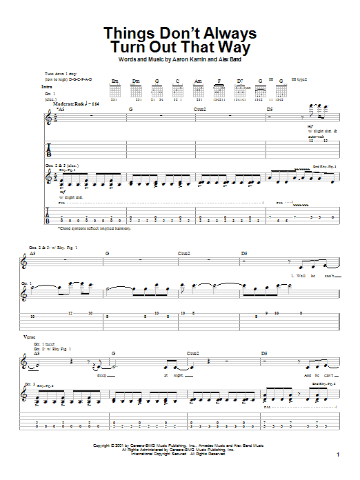 The Calling Things Don't Always Turn Out That Way Sheet Music Notes & Chords for Guitar Tab - Download or Print PDF