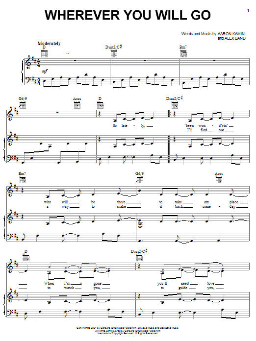 The Calling Wherever You Will Go Sheet Music Notes & Chords for Piano, Vocal & Guitar - Download or Print PDF