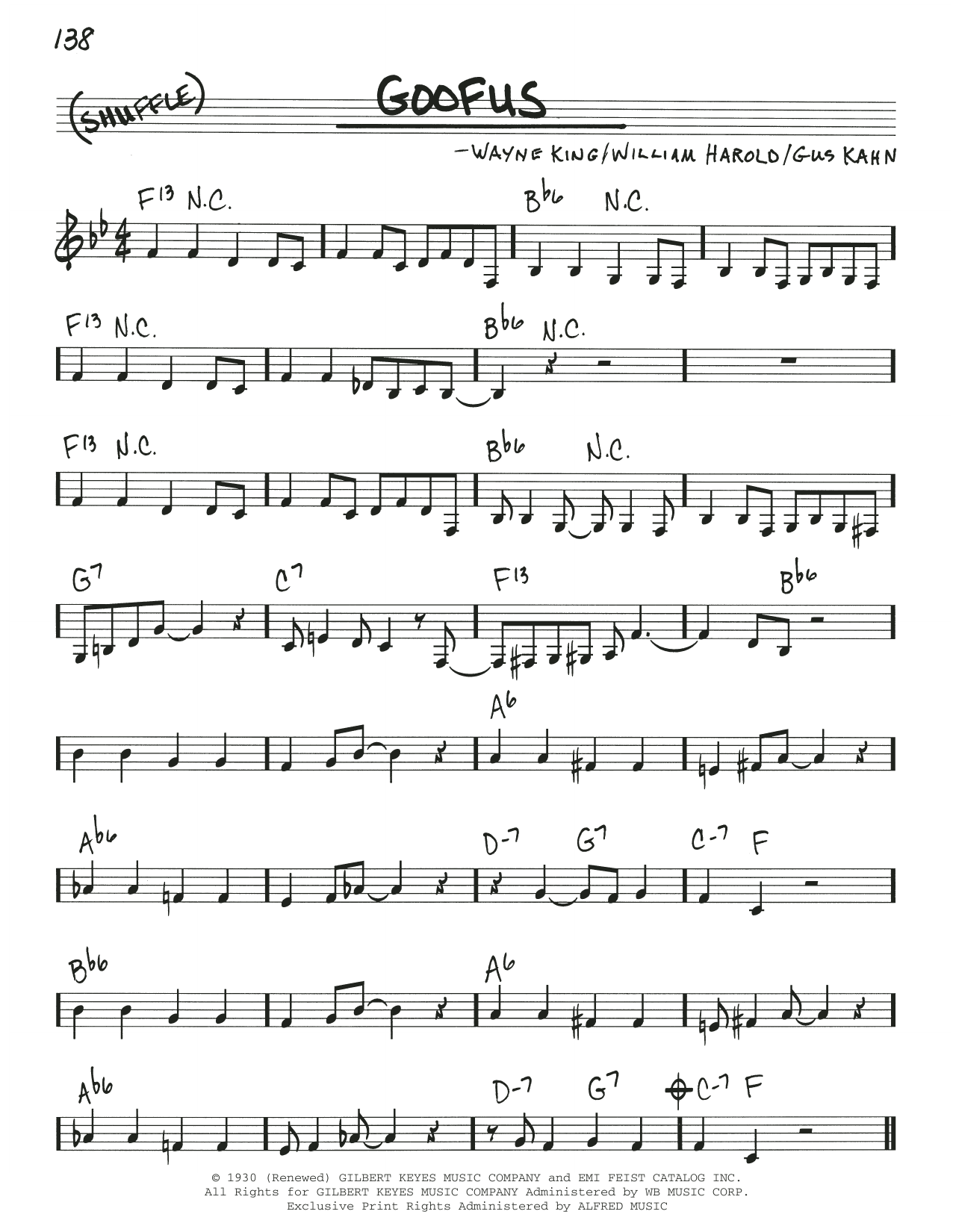 The Carpenters Goofus Sheet Music Notes & Chords for Real Book – Melody & Chords - Download or Print PDF
