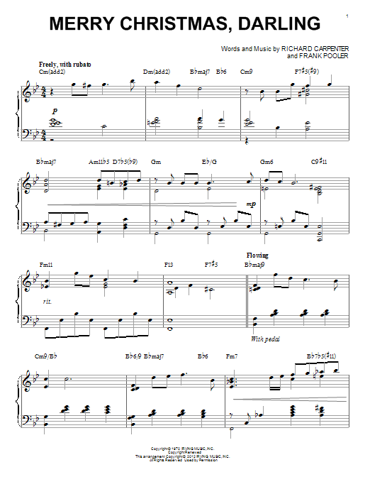 The Carpenters Merry Christmas, Darling [Jazz Version] (arr. Brent Edstrom) Sheet Music Notes & Chords for Piano & Vocal - Download or Print PDF