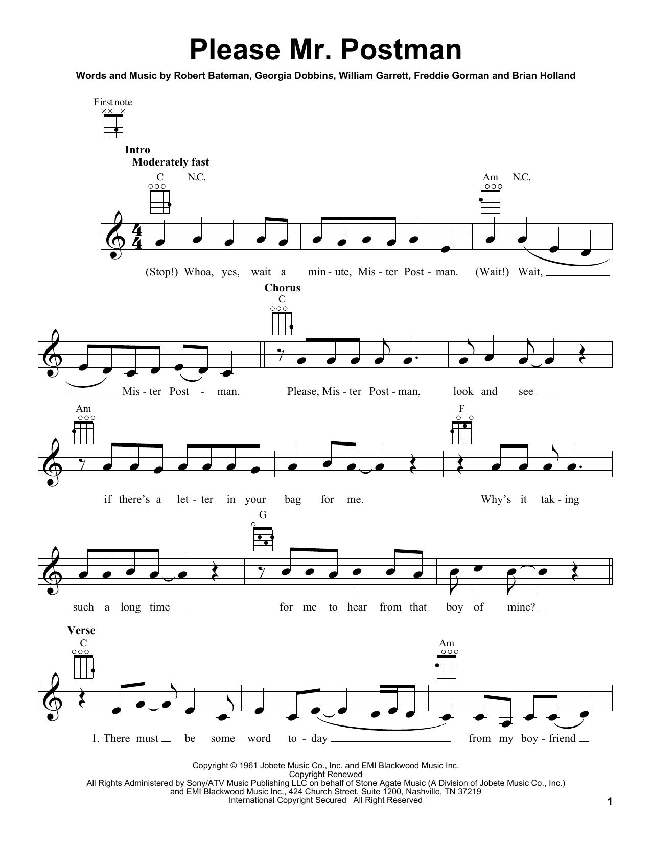 Carpenters Please Mr. Postman Sheet Music Notes & Chords for Ukulele - Download or Print PDF Carpenters Please Mr. Postman Sheet Music Notes & Chords for Ukulele - Download or Print PDF