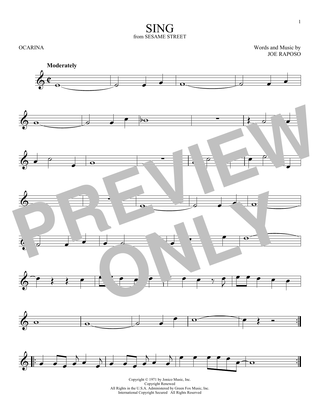 The Carpenters Sing (from Sesame Street) Sheet Music Notes & Chords for Ocarina - Download or Print PDF